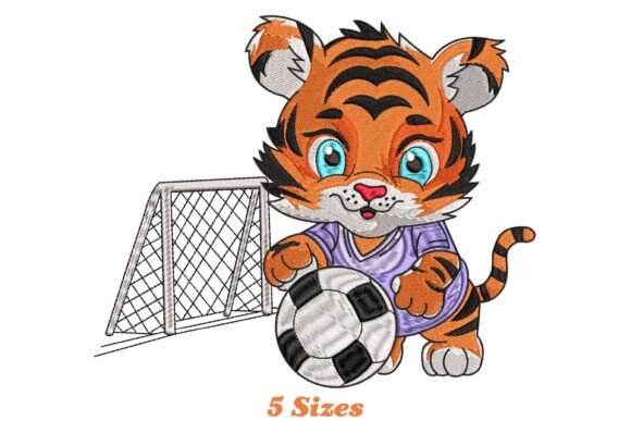 A Playful Tiger Soccer Embroidery Design for Memorable Gifts