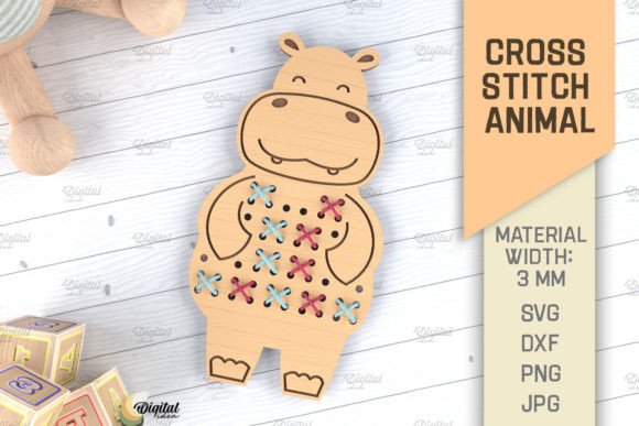 Cross Stitch LaserCut Hippo SVG for Personalized Gifts