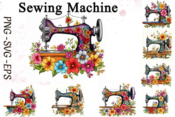 Enchanting Sewing Machine Embroidery Watercolor