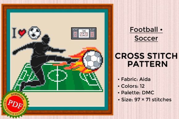 Football Cross Stitch Pattern for Soccer
